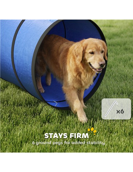 PawHut Dog Tunnel, 500 x 60 cm, Foldable Play Tunnel with 6 Pegs and Bag, Tear-Resistant Outdoor Dog Agility Equipment, Blue - pic 195551 | FastDaddyshop