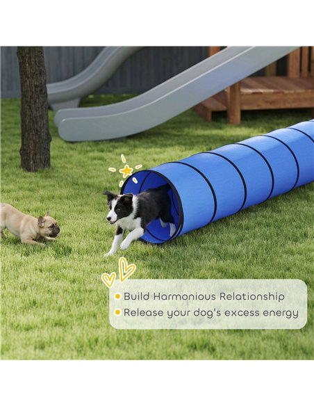 PawHut Dog Tunnel, 500 x 60 cm, Foldable Play Tunnel with 6 Pegs and Bag, Tear-Resistant Outdoor Dog Agility Equipment, Blue - pic 195552 | FastDaddyshop