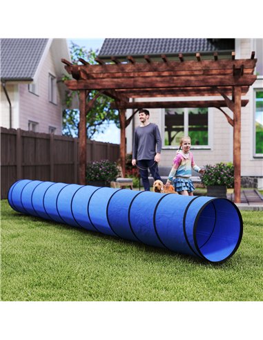 PawHut Dog Tunnel, 500 x 60 cm, Foldable Play Tunnel with 6 Pegs and Bag, Tear-Resistant Outdoor Dog Agility Equipment, Blue