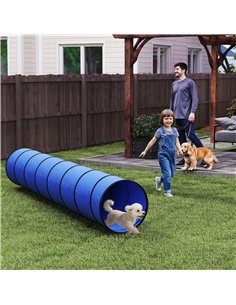 PawHut Dog Tunnel, 300 x 50 cm, Foldable Play Tunnel with 4 Pegs and Bag, Tear-Resistant Outdoor Dog Agility Equipment, Blue 2
