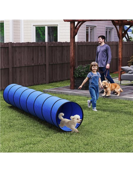 PawHut Dog Tunnel, 300 x 50 cm, Foldable Play Tunnel with 4 Pegs and Bag, Tear-Resistant Outdoor Dog Agility Equipment, Blue - pic 195556 | FastDaddyshop