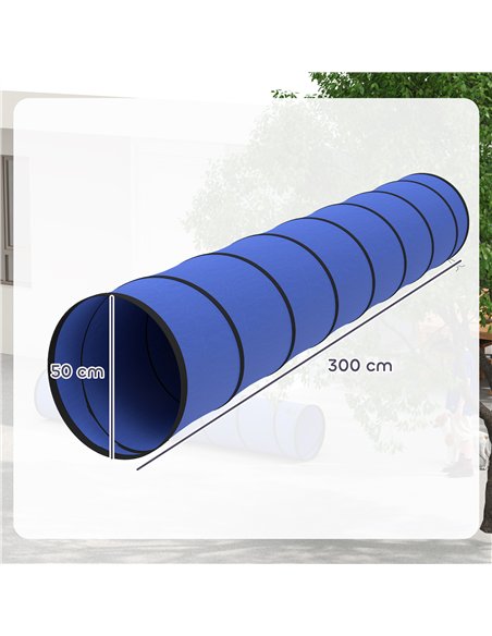 PawHut Dog Tunnel, 300 x 50 cm, Foldable Play Tunnel with 4 Pegs and Bag, Tear-Resistant Outdoor Dog Agility Equipment, Blue - pic 195557 | FastDaddyshop