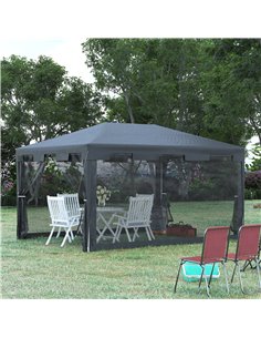 Outsunny 4x3m Gazebo Tent with Mesh Sidewalls, Dark Grey 2