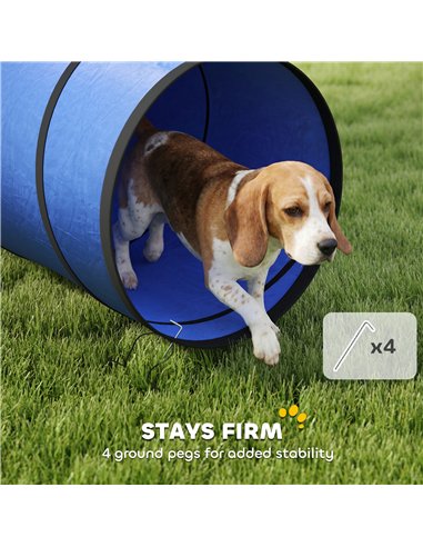 PawHut Dog Tunnel, 300 x 50 cm, Foldable Play Tunnel with 4 Pegs and Bag, Tear-Resistant Outdoor Dog Agility Equipment, Blue