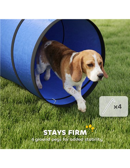 PawHut Dog Tunnel, 300 x 50 cm, Foldable Play Tunnel with 4 Pegs and Bag, Tear-Resistant Outdoor Dog Agility Equipment, Blue - pic 195560 | FastDaddyshop
