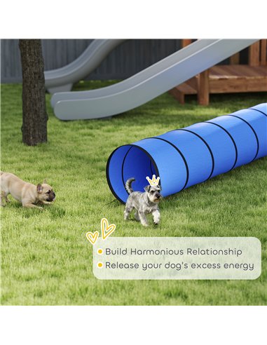 PawHut Dog Tunnel, 300 x 50 cm, Foldable Play Tunnel with 4 Pegs and Bag, Tear-Resistant Outdoor Dog Agility Equipment, Blue