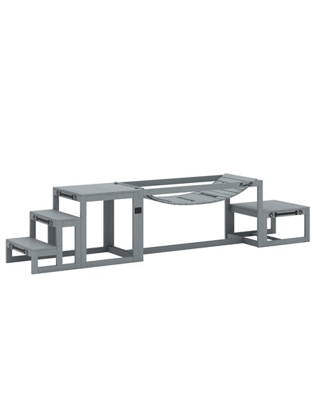 PawHut 3 Pieces Wooden Dog Agility Training Equipment with Soft Bridge, Pause Platform and Pet Stair for Outdoor, Grey - pic 195564 | FastDaddyshop