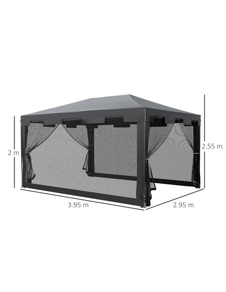Outsunny 4x3m Gazebo Tent with Mesh Sidewalls, Dark Grey - pic 19557 | FastDaddyshop