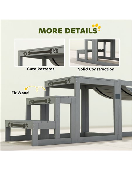 PawHut 3 Pieces Wooden Dog Agility Training Equipment with Soft Bridge, Pause Platform and Pet Stair for Outdoor, Grey - pic 195571 | FastDaddyshop
