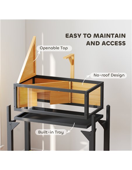 PawHut Wooden Tortoise House with Storage Shelf, Clear Observation Windows, Lamp Holder, Openable Top, Built-in Tray, Yellow - pic 195581 | FastDaddyshop