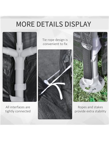 Outsunny 4 m x 3 m Gazebo Party Tent Outdoor Canopy Garden Sun Shade w/ Mesh Sidewalls, Dark Grey
