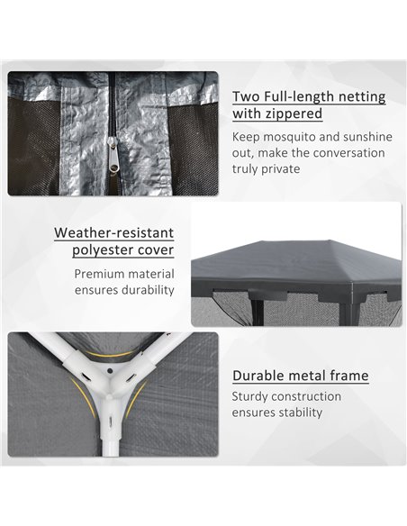 Outsunny 4 m x 3 m Gazebo Party Tent Outdoor Canopy Garden Sun Shade w/ Mesh Sidewalls, Dark Grey - pic 19560 | FastDaddyshop