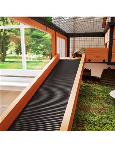 PawHut Wooden Tortoise House with Stand Legs, Clear Observation Windows, Ramps, Openable Top, Built-in Tray, Yellow