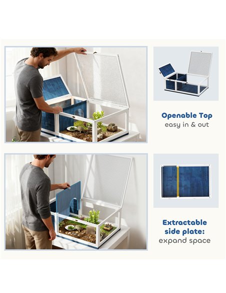 PawHut Tortoise House, Small Reptile Wooden House, with Mesh Roofs, Side Panels, for Turtles, Lizards, Geckos and Snakes - pic 195605 | FastDaddyshop