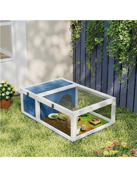 PawHut Tortoise House, Small Reptile Wooden House, with Mesh Roofs, Side Panels, for Turtles, Lizards, Geckos and Snakes - pic 195608 | FastDaddyshop