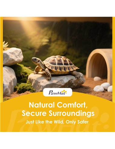 PawHut Tortoise House, Small Reptile Wooden House, with Mesh Roofs, Side Panels, for Turtles, Lizards, Geckos and Snakes