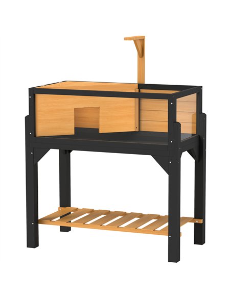 PawHut Wooden Tortoise House with Storage Shelf, Clear Observation Windows, Lamp Holder, Openable Top, Built-in Tray, Yellow - pic 195610 | FastDaddyshop