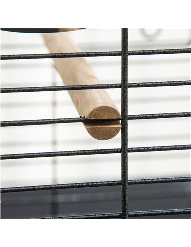 PawHut 156cm Bird Cage,Large Parrot Cage with Open Play Top, Perch, Seed Guard, Wheels, Storage Shelf, Dark Grey