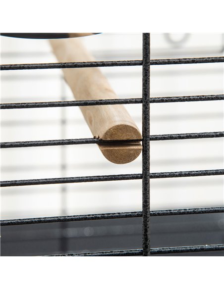PawHut 156cm Bird Cage,Large Parrot Cage with Open Play Top, Perch, Seed Guard, Wheels, Storage Shelf, Dark Grey - pic 195619 | FastDaddyshop