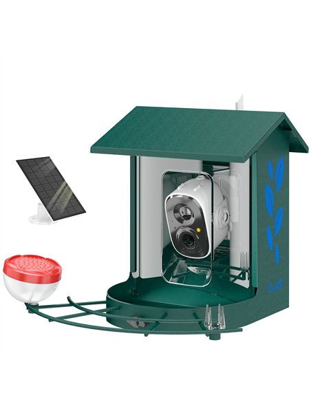 PawHut Smart Bird Feeder Camera 2K HD with AI Identifies 16,000+ Species, 2K HD Auto Capture Video, APP Instant Notifications - pic 195621 | FastDaddyshop