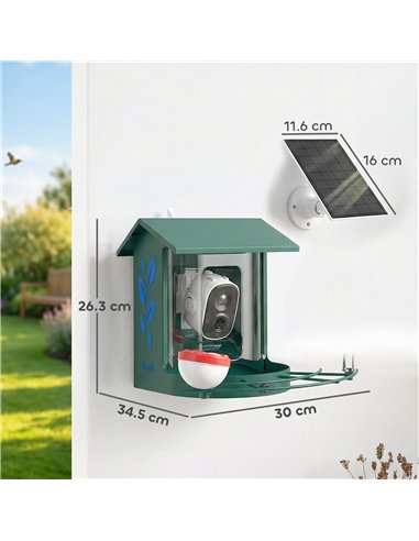 PawHut Smart Bird Feeder Camera 2K HD with AI Identifies 16,000+ Species, 2K HD Auto Capture Video, APP Instant Notifications