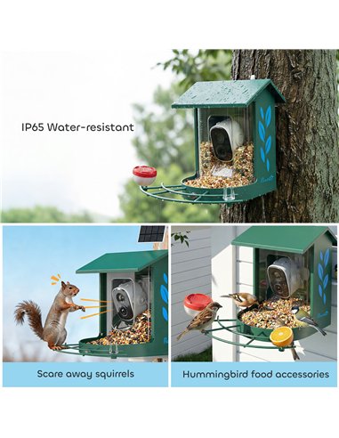 PawHut Smart Bird Feeder Camera 2K HD with AI Identifies 16,000+ Species, 2K HD Auto Capture Video, APP Instant Notifications