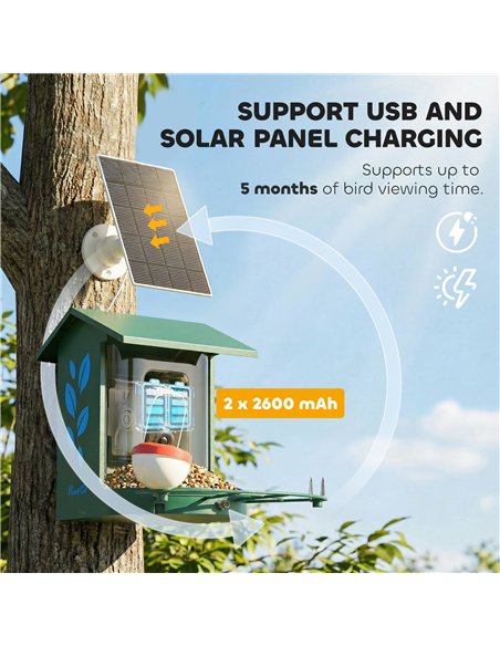 PawHut Smart Bird Feeder Camera 2K HD with AI Identifies 16,000+ Species, 2K HD Auto Capture Video, APP Instant Notifications - pic 195628 | FastDaddyshop