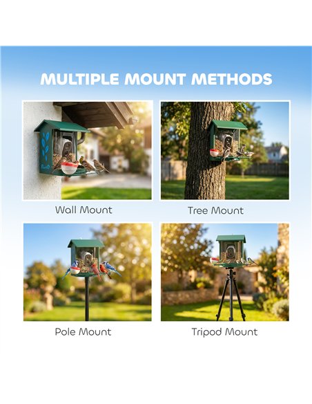 PawHut Smart Bird Feeder Camera 2K HD with AI Identifies 16,000+ Species, 2K HD Auto Capture Video, APP Instant Notifications - pic 195629 | FastDaddyshop