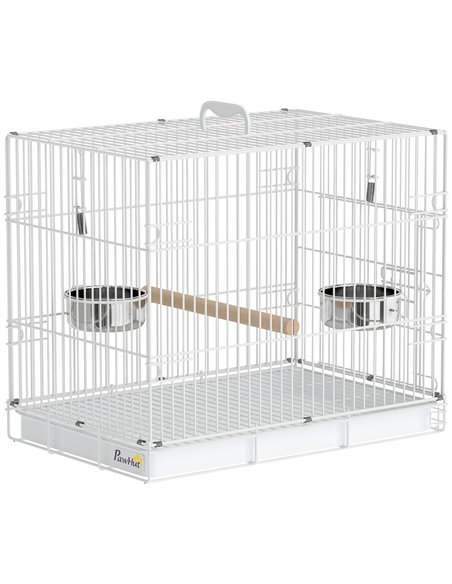 PawHut Bird Cage Foldable Portable Budgie Cage with Wooden Perch 2 Bowls for Travel 49 x 31 x 40 cm Black - pic 195639 | FastDaddyshop