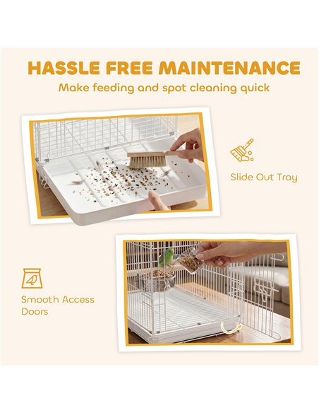 PawHut Bird Cage Foldable Portable Budgie Cage with Wooden Perch 2 Bowls for Travel 49 x 31 x 40 cm Black - pic 195644 | FastDaddyshop