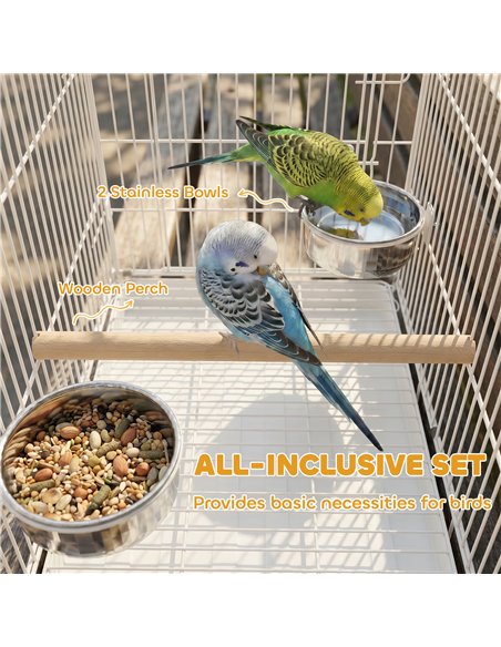 PawHut Bird Cage Foldable Portable Budgie Cage with Wooden Perch 2 Bowls for Travel 49 x 31 x 40 cm Black - pic 195645 | FastDaddyshop