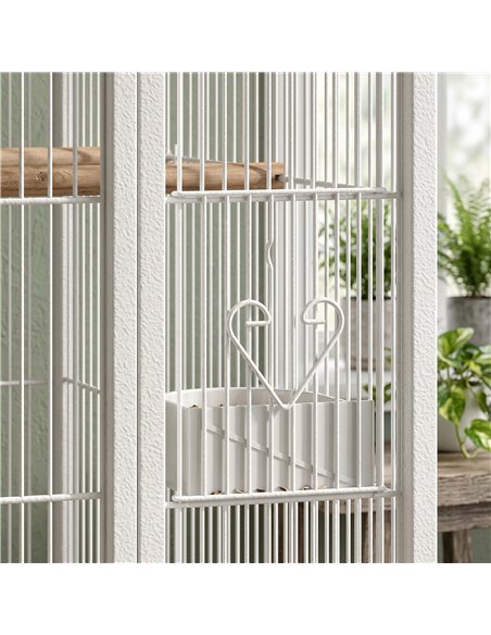 PawHut Bird Cage Detachable with Rolling Stand Parrot Cage with Storage Shelf White - pic 195656 | FastDaddyshop
