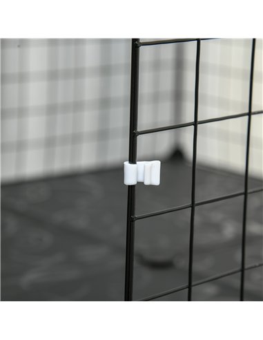 PawHut Pet Playpen with Door, Guinea Pigs Metal Mesh Cage for Small Animal, Chinchilla, 175 x 105 x 70 CM, Black