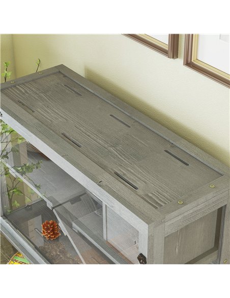 PawHut Wooden Hamster Cage with Hut, Wheel, Ramps, Removable Viewing Panels, 80 x 50 x 84 cm, Grey - pic 195701 | FastDaddyshop