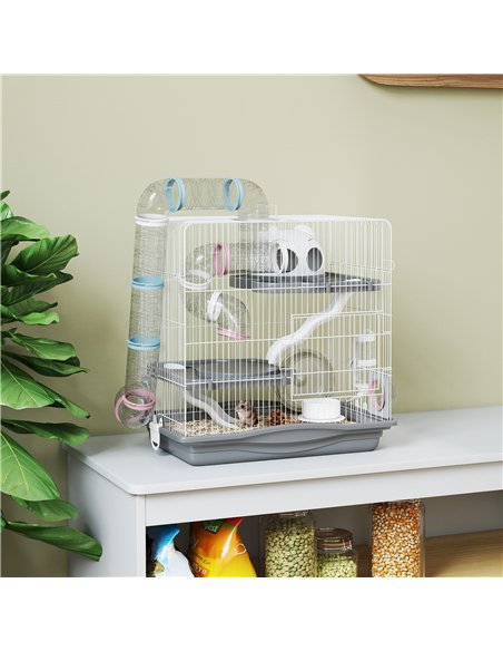 PawHut 3-Tier Hamster Cage with Exercise Wheels, Water Bottle, Food Dish, for Dwarf Hamsters, 45 x 30 x 45 cm, Grey - pic 195712 | FastDaddyshop