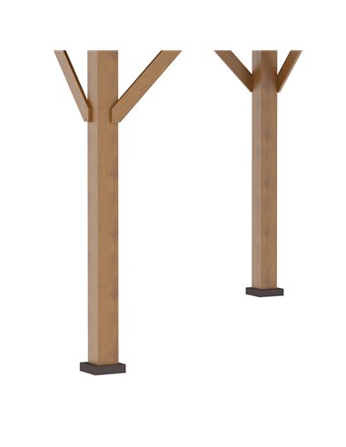 Outsunny 3.5x3.5m Hardtop Gazebo with 2-Tier Roof, Solid Wood Frame, Grey