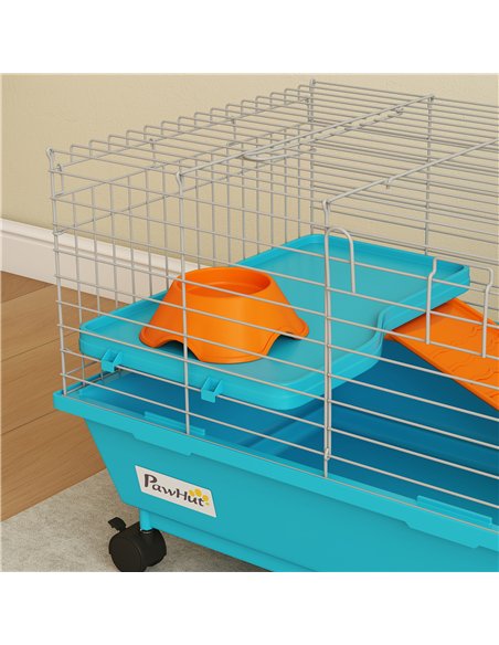 PawHut Small Animal Cage Rabbit Guinea Pigs Chinchillas Cage with Wheels Water Bottle - pic 195737 | FastDaddyshop