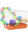 PawHut 2 Tier Hamster Cage, Gerbil Cage with Handle, Exercise Wheels, Tunnel, Water Bottle, Dishes, Ladder, for Dwarf