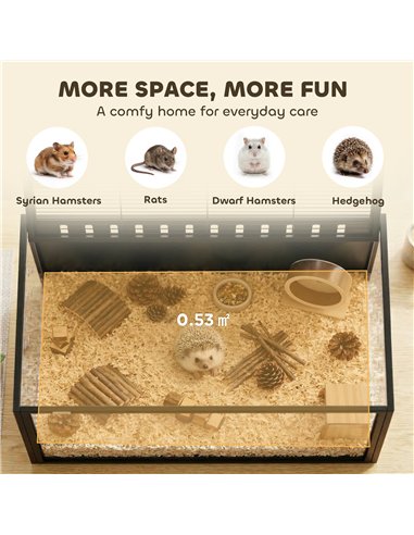 PawHut Hamster Cage Steel Chewproof with Openable Top, Deep Burrow for Dwarf Syrian Hamster, Gerbil, Rats, 105 x 51 x 53 cm