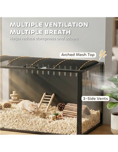PawHut Hamster Cage Steel Chewproof with Openable Top, Deep Burrow for Dwarf Syrian Hamster, Gerbil, Rats, 105 x 51 x 53 cm