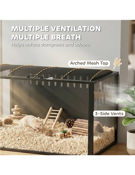 PawHut Hamster Cage Steel Chewproof with Openable Top, Deep Burrow for Dwarf Syrian Hamster, Gerbil, Rats, 105 x 51 x 53 cm - pic 195753 | FastDaddyshop