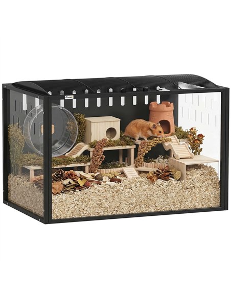 PawHut Hamster Cage Steel Chewproof with Openable Top, Deep Burrow for Dwarf Syrian Hamster, Gerbil, Rats, 81 x 51 x 53 cm - pic 195756 | FastDaddyshop