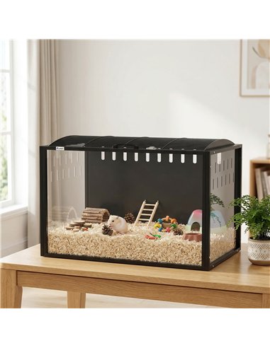 PawHut Hamster Cage Steel Chewproof with Openable Top, Deep Burrow for Dwarf Syrian Hamster, Gerbil, Rats, 81 x 51 x 53 cm