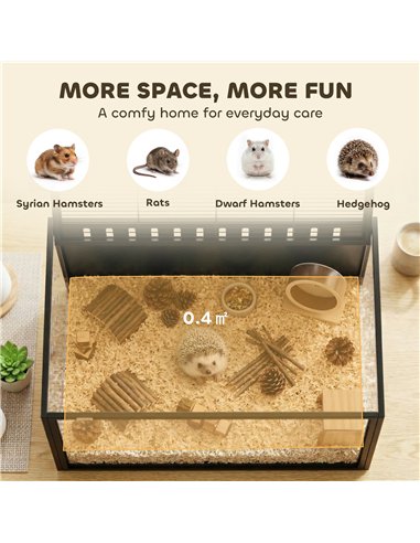 PawHut Hamster Cage Steel Chewproof with Openable Top, Deep Burrow for Dwarf Syrian Hamster, Gerbil, Rats, 81 x 51 x 53 cm