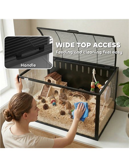 PawHut Hamster Cage Steel Chewproof with Openable Top, Deep Burrow for Dwarf Syrian Hamster, Gerbil, Rats, 81 x 51 x 53 cm - pic 195760 | FastDaddyshop