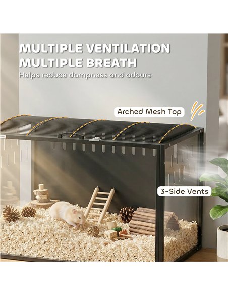 PawHut Hamster Cage Steel Chewproof with Openable Top, Deep Burrow for Dwarf Syrian Hamster, Gerbil, Rats, 81 x 51 x 53 cm - pic 195762 | FastDaddyshop