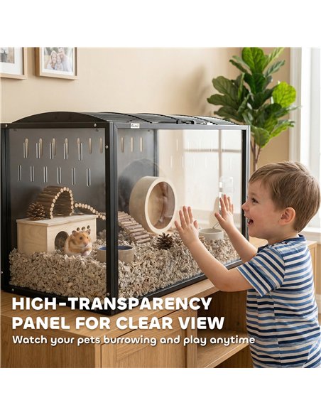 PawHut Hamster Cage Steel Chewproof with Openable Top, Deep Burrow for Dwarf Syrian Hamster, Gerbil, Rats, 81 x 51 x 53 cm - pic 195763 | FastDaddyshop