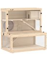 PawHut Wooden Hamster Cage with Hut, Wheel, Ramps, Removable Viewing Panels, 80 x 50 x 84 cm, Natural