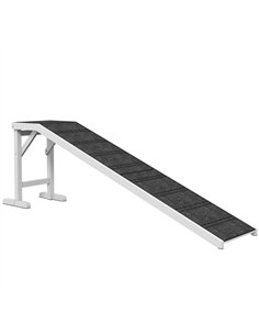 PawHut Pet Ramp for Dogs with Non-Slip Carpet and Top Platform - White & Grey
