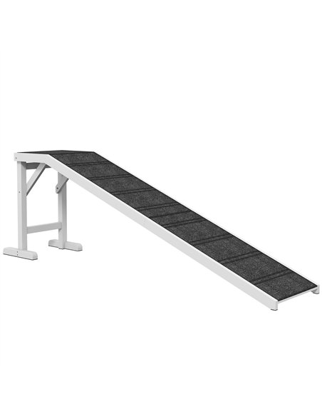 PawHut Pet Ramp for Dogs with Non-Slip Carpet and Top Platform - White & Grey - pic 195801 | FastDaddyshop